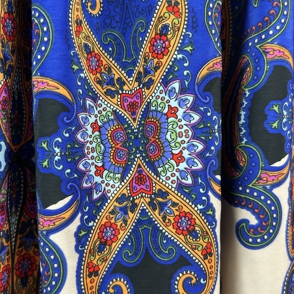 Mango Bohemian Paisley Floral Tie Waist A Line Pockets Maxi Skirt Small Blue - Picture 9 of 12